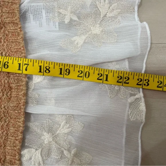 Anthropologie Layered Sweater Vest Blouse Tan White Sheer Floral Women's Medium - Picture 14 of 16